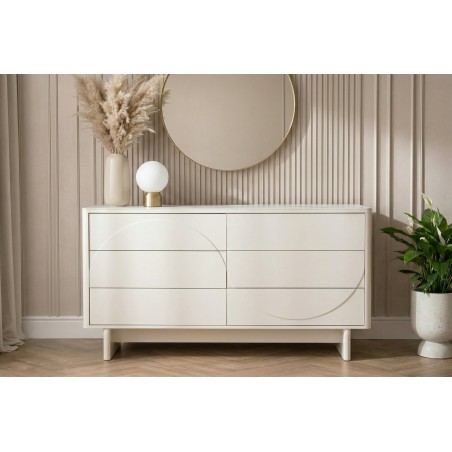 Buffet bas SAVOY 150cm blanc 3D plateau céramique marbre