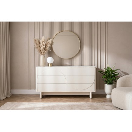 Buffet bas SAVOY 150cm blanc 3D plateau céramique marbre 2