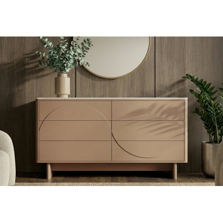 Buffet bas SAVOY 150cm travertin céramique - Design 3D