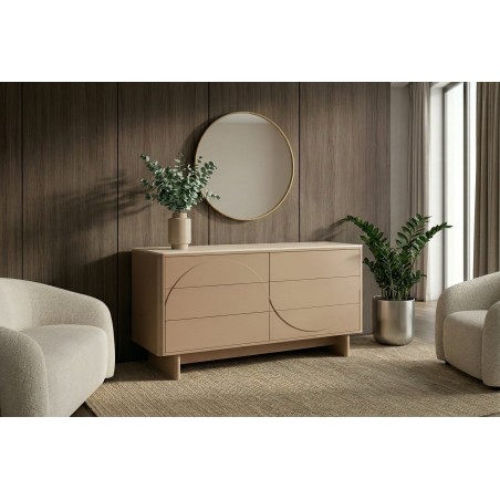 Buffet bas SAVOY 150cm travertin céramique - Design 3D