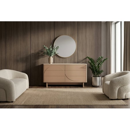 Buffet bas SAVOY 150cm travertin céramique - Design 3D