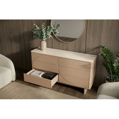 Buffet bas SAVOY 150cm travertin céramique - Design 3D