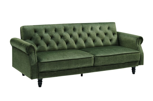 Canapé-lit convertible velours vert mousse 220cm