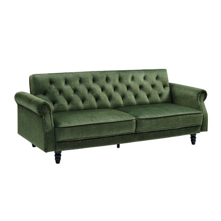 Canapé-lit convertible velours vert mousse 220cm