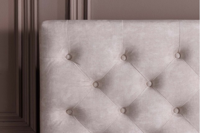 Lit PARIS 160x200 Chesterfield velours champagne beige rangement