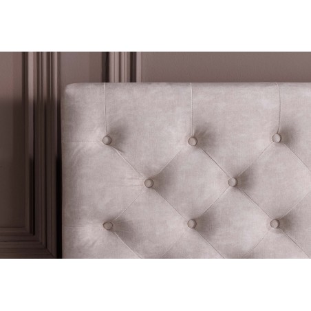 Lit PARIS 180x200 Chesterfield Velours Champagne + Rangement