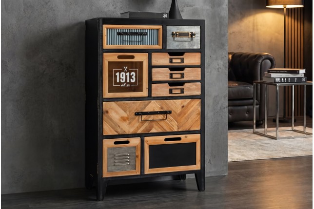 Buffet bas SECRETS 95cm bois de pin vintage brown