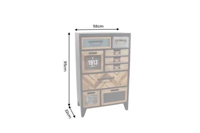 Buffet bas SECRETS 95cm bois de pin vintage brown