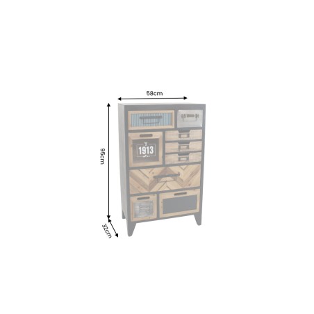 Buffet bas SECRETS 95cm bois de pin vintage brown