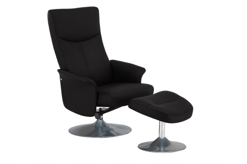 Fauteuil relax avec repose-pied en simili cuir marron