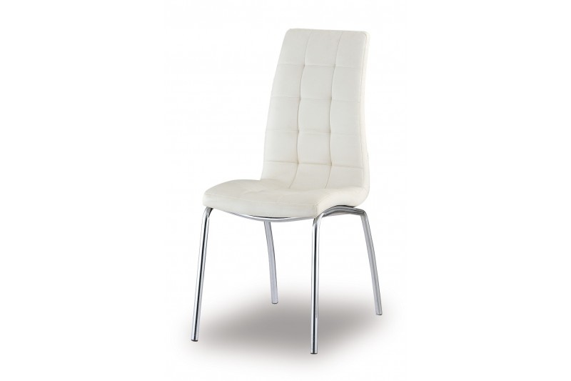 Chaise design en simili cuir blanc
