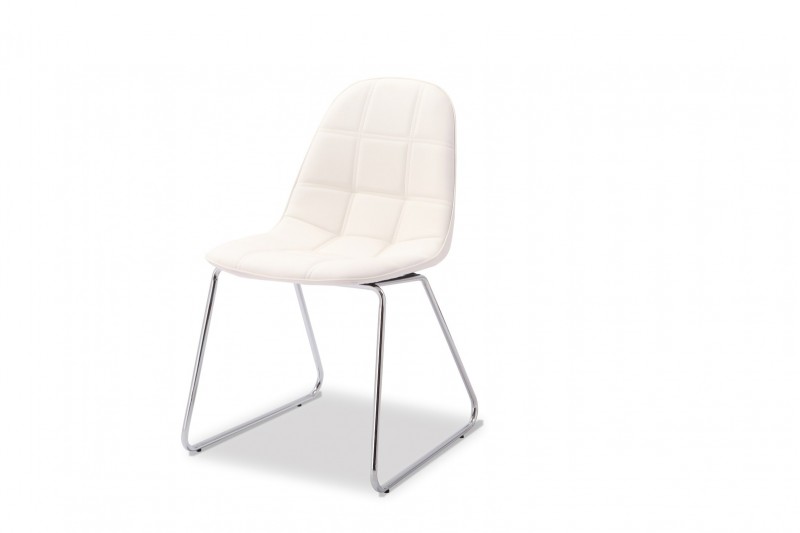 Chaise de salle à manger design design en simili cuir blanc