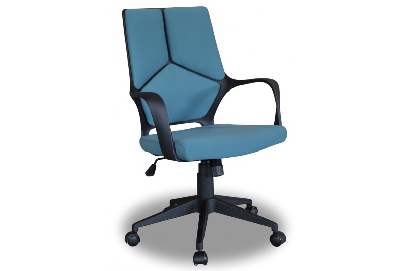 Chaise de bureau style roulant en tissu coloris bleu