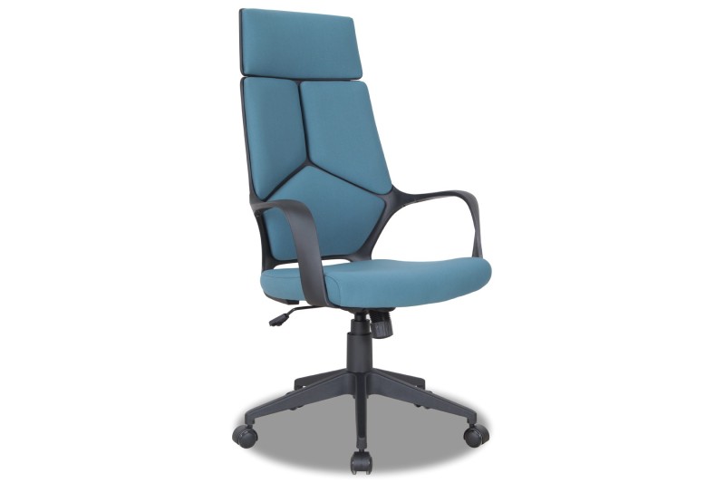 Chaise de bureau pivotante moderne revêtu tissu coloris bleu
