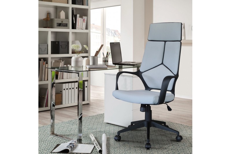 Chaise de bureau pivotante moderne en tissu coloris gris