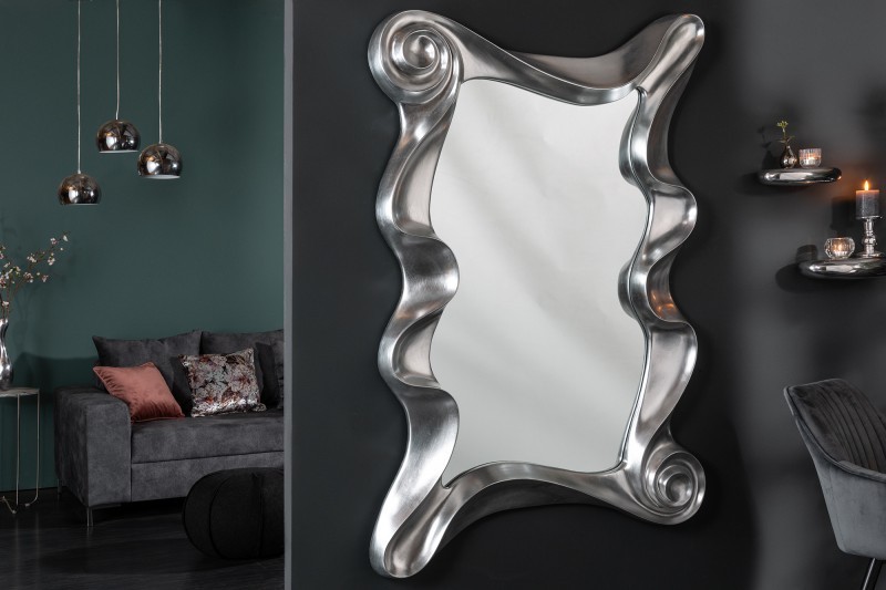 Miroir mural moderne en polyresine teinté argent