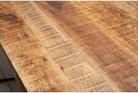 Table sale à manger 180 cm en bois massif et pied Mikado métal noir design