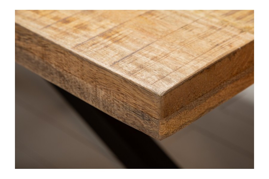 Table à manger bois massif 160/180/200 cm pied mikado noir