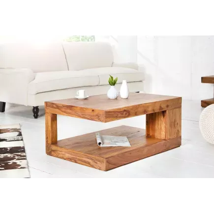 Table basse 90x60 cm design avec rangement en bois massif 2