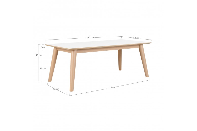 Table basse rectangulaire design scandinave coloris blanc