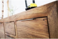 Buffet enfilade bois massif 140 cm à 2 portes et 3 tiroirs