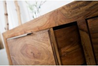 Buffet enfilade bois massif 140 cm à 2 portes et 3 tiroirs