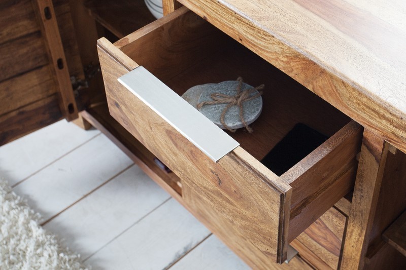 Buffet enfilade bois massif 140 cm à 2 portes et 3 tiroirs