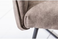 Chaise rembourrée avec accoudoirs LOFT coloris taupe| pieds en métal gris argenté