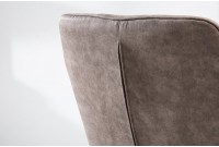 Chaise rembourrée avec accoudoirs LOFT coloris taupe| pieds en métal gris argenté