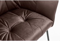 Chaise rembourrée avec accoudoirs LOFT  marron taupe| pieds en métal gris argenté