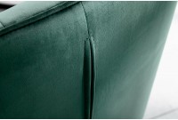 Chaise rembourrée avec accoudoirs LOFT  velours vert| pieds en métal gris argenté
