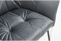 Chaise rembourrée avec accoudoirs LOFT  gris argenté| pieds en métal gris argenté