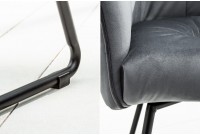 Chaise rembourrée avec accoudoirs LOFT  gris argenté| pieds en métal gris argenté