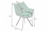Chaise design scandinave de salle à manger coloris vert émeraude en microfibre avec piétement en métal