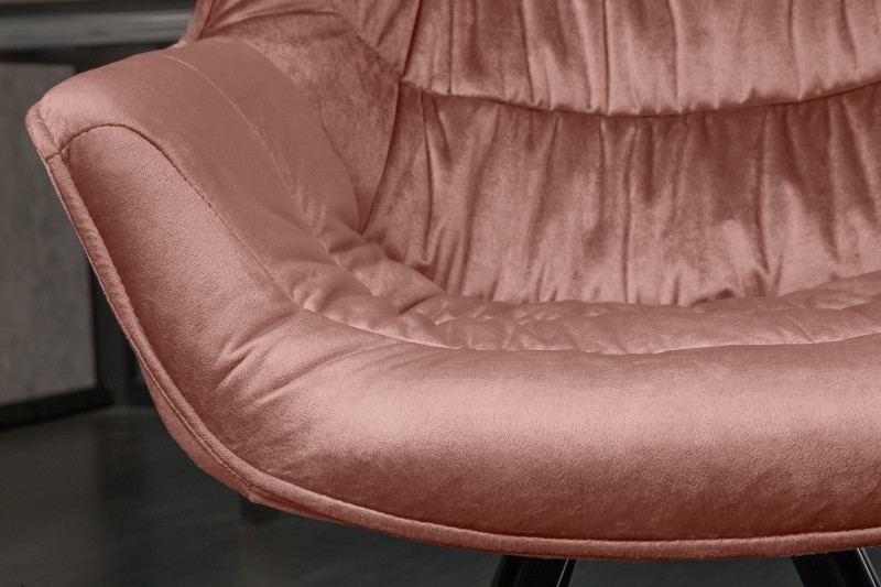 Chaise design scandinave de salle à manger coloris rose sombre en microfibre avec piétement en métal Chaise design scandinave de salle à manger coloris rose sombre en microfibre avec piétement en métal
