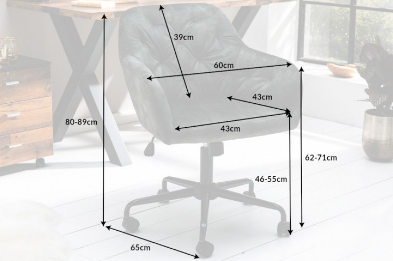 Chaise de bureau en velours coloris  verte avec un dossier capitonné