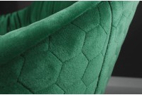 Fauteuil pivotante velours design coloris vert émeraude en microfibre avec accoudoirs