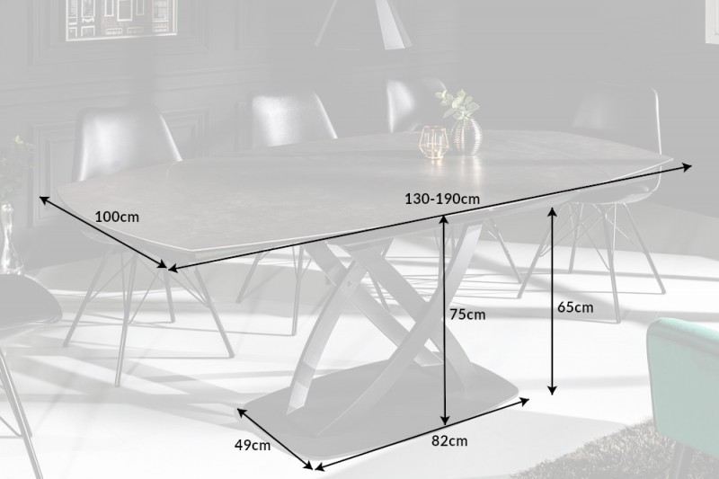 Table à Manger INES130-190cm Céramique, Anthracite, extensible Table à Manger INES130-190cm Céramique, Anthracite, extensible