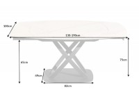 Table à Manger INES 130-190cm Céramique Blanche extensible