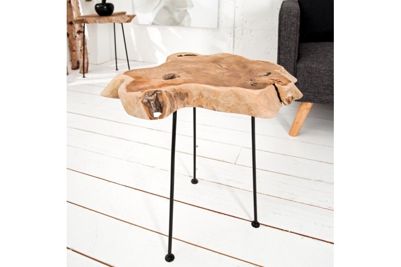 Table d'appoint en bois massif style rustique