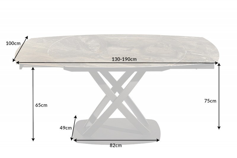 Table à Manger INES 130-190cm Céramique, taupe, extensible