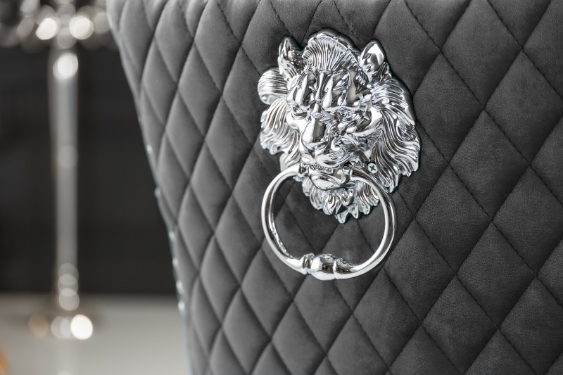 Chaise salle à manger LISA, élégante, en velours, gris, design baroque Chaise salle à manger LISA, élégante, en velours, gris, design baroque