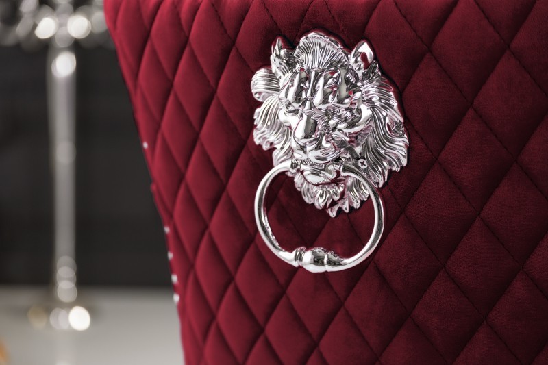 Chaise salle à manger LISA, élégante, en velours, rouge, design baroque Chaise salle à manger LISA, élégante, en velours, rouge, design baroque