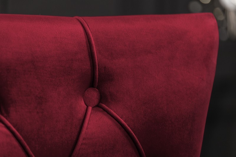 Chaise salle à manger LISA, élégante, en velours, rouge, design baroque Chaise salle à manger LISA, élégante, en velours, rouge, design baroque
