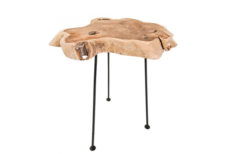 Table d'appoint en bois massif style rustique