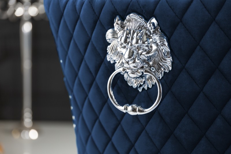 Chaise salle à manger LISA, élégante, en velours, bleu, design baroque Chaise salle à manger LISA, élégante, en velours, bleu, design baroque