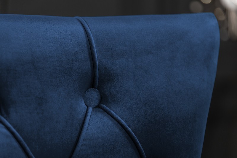 Chaise salle à manger LISA, élégante, en velours, bleu, design baroque Chaise salle à manger LISA, élégante, en velours, bleu, design baroque