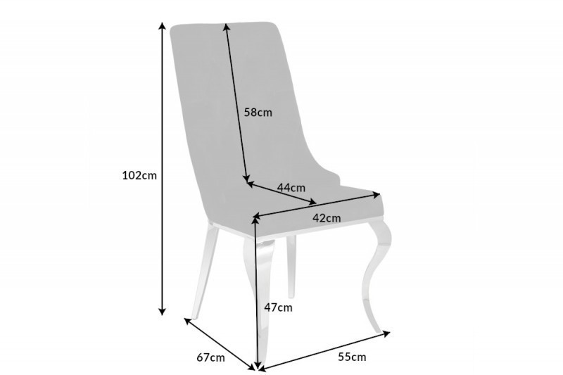 Chaises design capitonné PAULA avec pied baroque en acier inoxydable, velours, taupe Chaises design capitonné PAULA avec pied baroque en acier inoxydable, velours, taupe