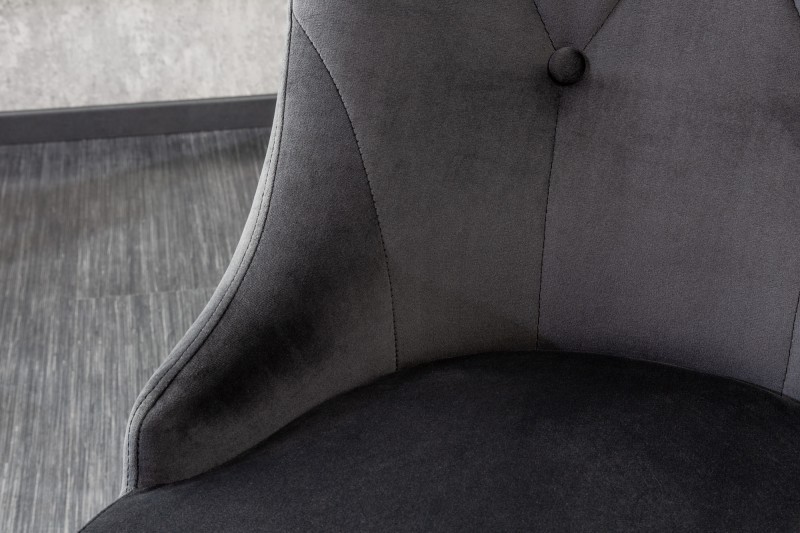 Chaises design capitonné PAULA avec pied baroque en acier inoxydable, velours, taupe Chaises design capitonné PAULA avec pied baroque en acier inoxydable, velours, taupe