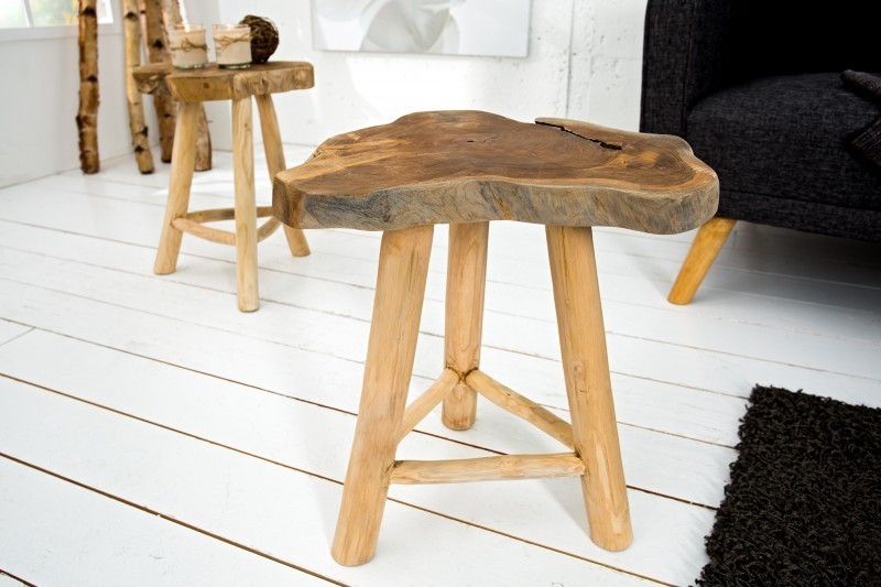 Table d'appoint en bois massif style rustique